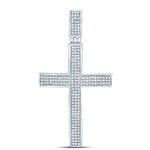 10kt White Gold Mens Round Diamond Roman Cross Charm Pendant 1/2 Cttw