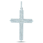 10kt White Gold Mens Round Diamond Roman Cross Charm Pendant 1/4 Cttw