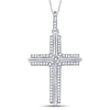 10kt White Gold Mens Round Diamond Cross Charm Pendant 1/5 Cttw