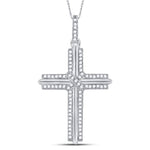 10kt White Gold Mens Round Diamond Cross Charm Pendant 1/5 Cttw