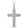 10kt White Gold Mens Round Diamond Cross Charm Pendant 1/5 Cttw