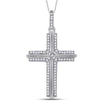 10kt White Gold Mens Round Diamond Cross Charm Pendant 1/5 Cttw