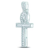 10kt White Gold Mens Round Diamond Ankh Cross Charm Pendant 1 Cttw