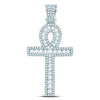 10kt White Gold Mens Round Diamond Ankh Cross Charm Pendant 1 Cttw