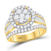 14kt Yellow Gold Round Diamond Flower Cluster Bridal Wedding Engagement Ring 1-7/8 Cttw