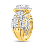 14kt Yellow Gold Round Diamond 3-Piece Bridal Wedding Ring Band Set 2-1/2 Cttw