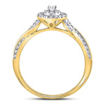 14kt Yellow Gold Round Diamond Teardrop Cluster Bridal Wedding Engagement Ring 1/4 Cttw