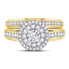 14kt Yellow Gold Round Diamond Bridal Wedding Ring Band Set 1/2 Cttw