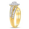 14kt Yellow Gold Round Diamond Bridal Wedding Ring Band Set 1 Cttw