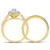 14kt Yellow Gold Round Diamond Bridal Wedding Ring Band Set 1 Cttw