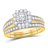 14kt Yellow Gold Round Diamond Bridal Wedding Ring Band Set 1 Cttw