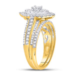 14kt Yellow Gold Round Diamond Bridal Wedding Ring Band Set 1 Cttw