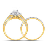 14kt Yellow Gold Round Diamond Bridal Wedding Ring Band Set 1 Cttw