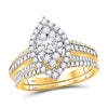 14kt Yellow Gold Round Diamond Bridal Wedding Ring Band Set 1 Cttw