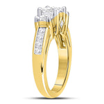 14kt Yellow Gold Princess Diamond 3-stone Bridal Wedding Engagement Ring 2 Cttw