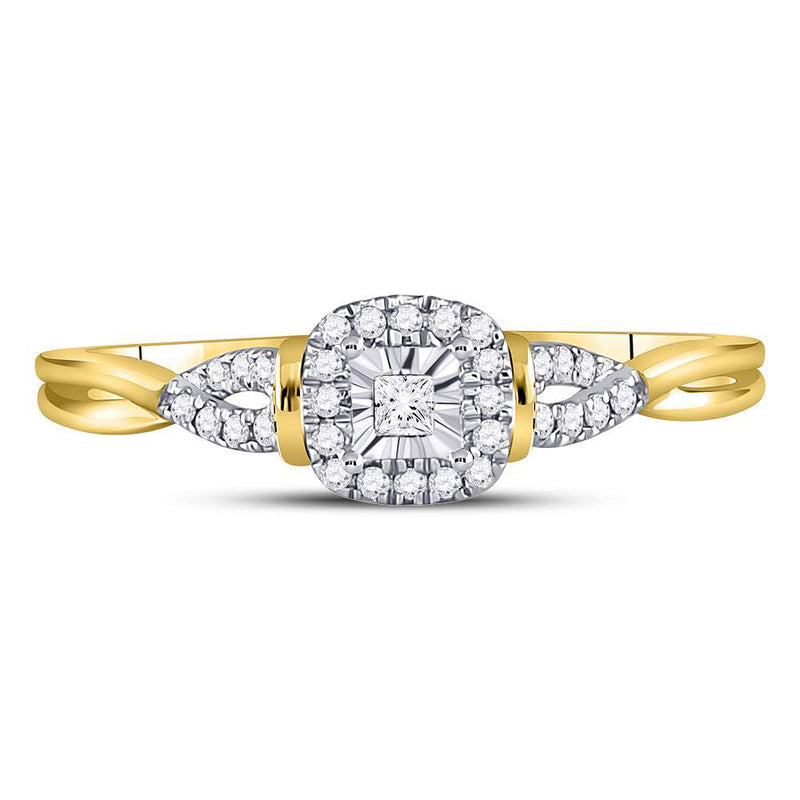 14kt Yellow Gold Princess Diamond Solitaire Bridal Wedding Engagement Ring 1/10 Cttw