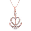 14kt Rose Gold Womens Round Diamond Heart Anchor Pendant 1/8 Cttw