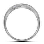 10kt White Gold Mens Round Diamond Wedding Double Row Band Ring 1/4 Cttw