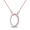 14kt Rose Gold Womens Round Diamond Oval Pendant Necklace 1/8 Cttw