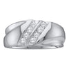 10kt White Gold Mens Round Diamond Wedding Double Row Band Ring 1/4 Cttw