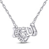 14kt White Gold Womens Round Diamond I Love U Heart Pendant Necklace 1/10 Cttw