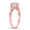 14kt Rose Gold Womens Round Diamond Heart Cluster Ring 1/3 Cttw