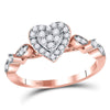 14kt Rose Gold Womens Round Diamond Heart Cluster Ring 1/3 Cttw