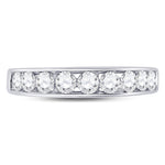 14kt White Gold Womens Round Diamond Wedding Single Row Band 7/8 Cttw