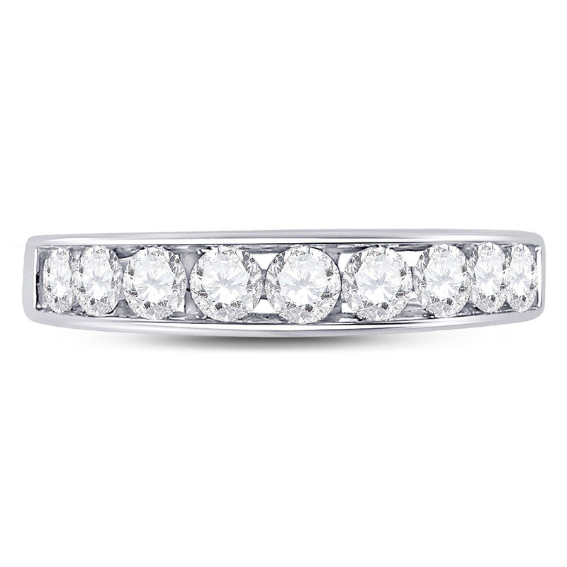 14kt White Gold Womens Round Diamond Wedding Single Row Band 7/8 Cttw