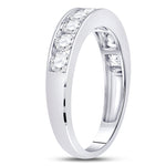 14kt White Gold Womens Round Diamond Wedding Single Row Band 7/8 Cttw