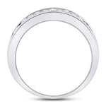 14kt White Gold Womens Round Diamond Wedding Single Row Band 7/8 Cttw