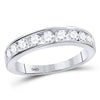 14kt White Gold Womens Round Diamond Wedding Single Row Band 7/8 Cttw