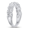 14kt White Gold Womens Round Diamond Contoured Symmetrical Band Ring 1/2 Cttw