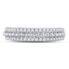 14kt White Gold Womens Round Diamond Beaded Symmetrical Band Ring 1/3 Cttw