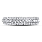 14kt White Gold Womens Round Diamond Beaded Symmetrical Band Ring 1/3 Cttw