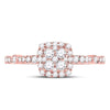 14kt Rose Gold Round Diamond Square Cluster Bridal Wedding Engagement Ring 1/2 Cttw