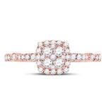 14kt Rose Gold Round Diamond Square Cluster Bridal Wedding Engagement Ring 1/2 Cttw