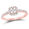 14kt Rose Gold Round Diamond Square Cluster Bridal Wedding Engagement Ring 1/2 Cttw