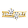 14kt Yellow Gold Womens Round Diamond Open Double Star Band Ring 1/3 Cttw