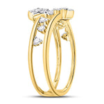 14kt Yellow Gold Womens Round Diamond Open Double Star Band Ring 1/3 Cttw