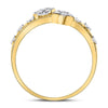 14kt Yellow Gold Womens Round Diamond Open Double Star Band Ring 1/3 Cttw