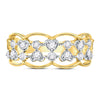 14kt Yellow Gold Womens Round Diamond Double Row Heart Dot Band Ring 1/3 Cttw