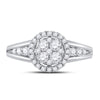 14kt White Gold Round Diamond Cluster Bridal Wedding Engagement Ring 3/4 Cttw