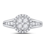 14kt White Gold Round Diamond Cluster Bridal Wedding Engagement Ring 3/4 Cttw