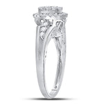 14kt White Gold Round Diamond Cluster Bridal Wedding Engagement Ring 3/4 Cttw