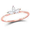 10kt Rose Gold Womens Marquise Diamond Stackable Band Ring 1/4 Cttw