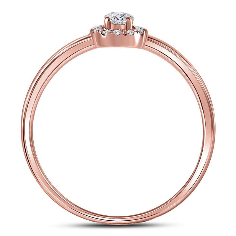 10kt Rose Gold Womens Round Diamond Solitaire Stackable Band Ring 1/5 Cttw