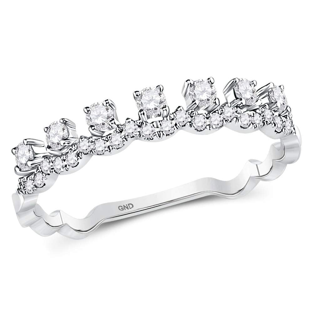 10kt White Gold Womens Round Diamond Stackable Band Ring 1/3 Cttw