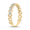 10kt Yellow Gold Womens Round Diamond Link Stackable Band Ring 1/8 Cttw