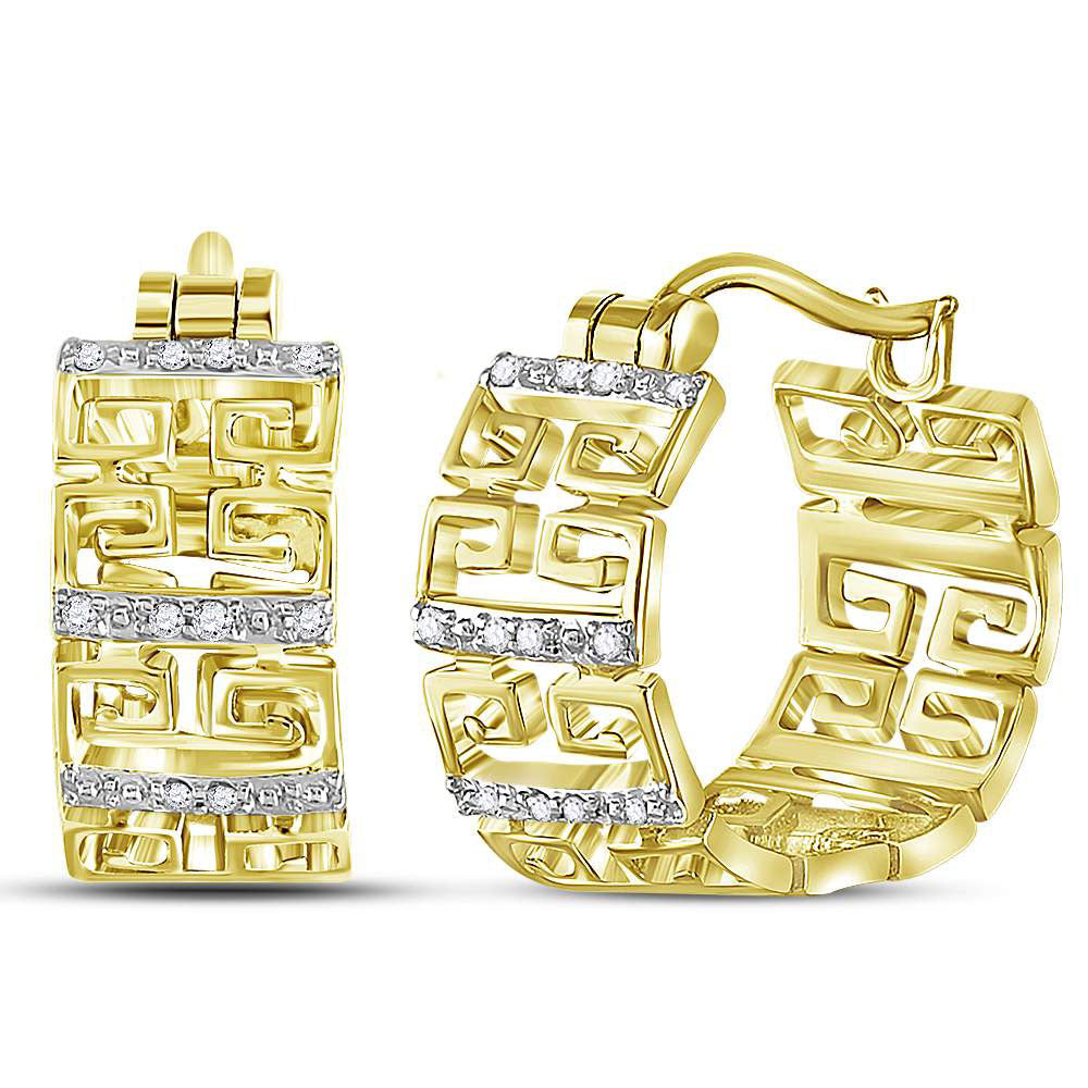 Men's Diamond Greek Key Stud Earrings 1/2 ct tw Round-cut 10K White Gold|Kay